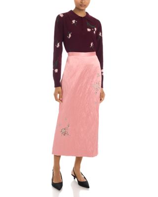 Textured Satin Pencil Midi Skirt - thumbnail 2