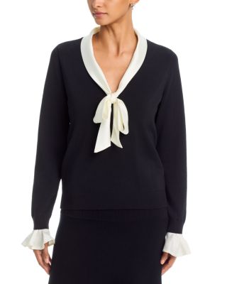 Layered Look Tie Neck Sweater