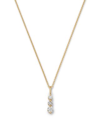 Diamond Three Stone Pendant Necklace in 14K Yellow Gold, 0.50 tcw