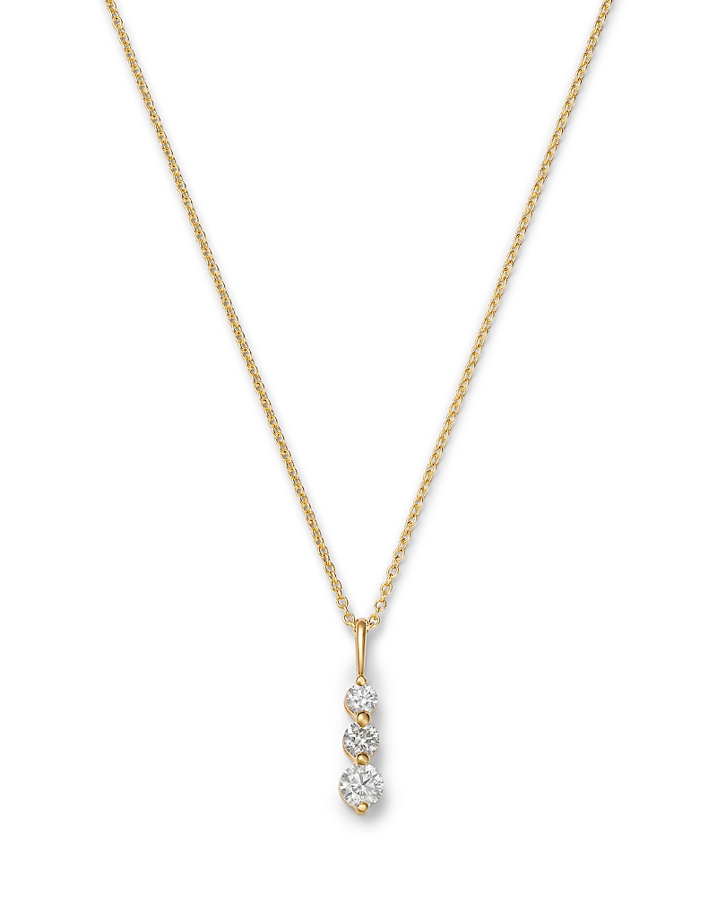 Bloomingdale's Fine Collection Diamond Three Stone Pendant Necklace in 14K Yellow Gold, 0.50 tcw