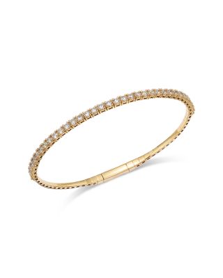 Diamond Flexible Bangle Bracelet in 14K Yellow Gold, 1.75 tcw