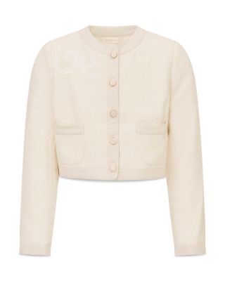 Loveshackfancy Girls' Alphie Tween Button Front Jacket - Big Kid In Neutral