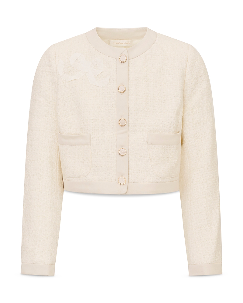 Loveshackfancy Girls' Alphie Tween Button Front Jacket - Big Kid In Neutral