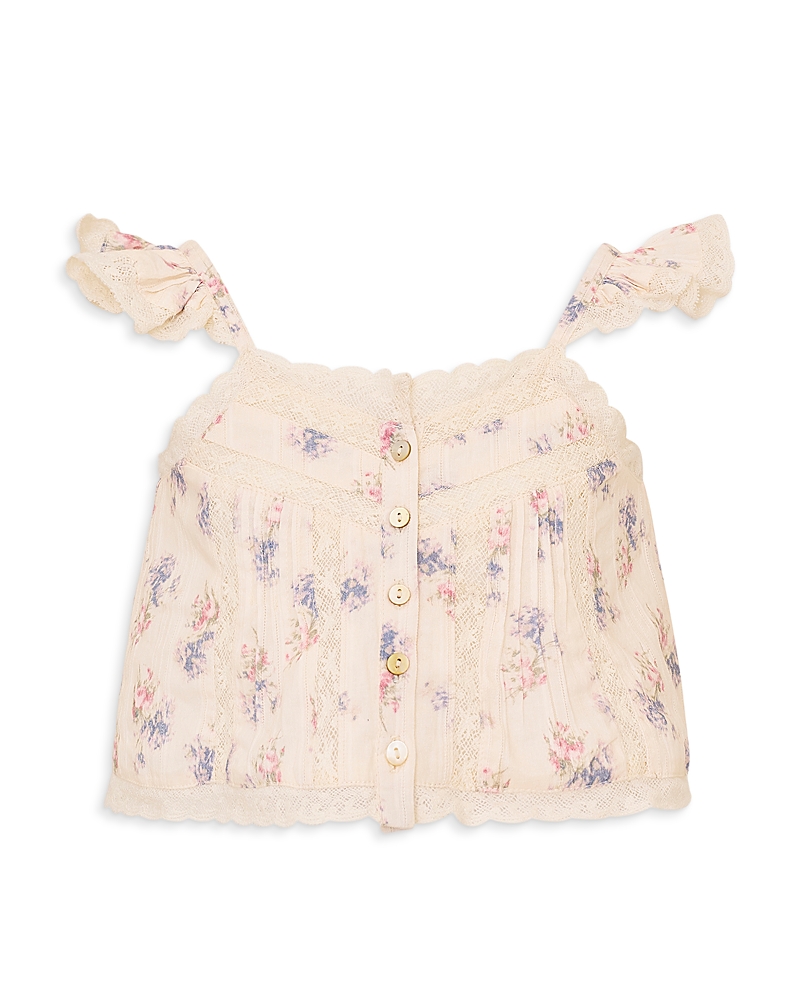 LoveShackFancy Girls' Norina Tween Lace Trim Top - Big Kid
