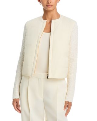 Cropped Tweed Bomber Jacket
