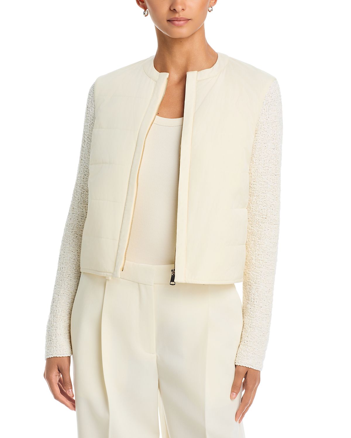 Fabiana Filippi Cropped Tweed Bomber Jacket
