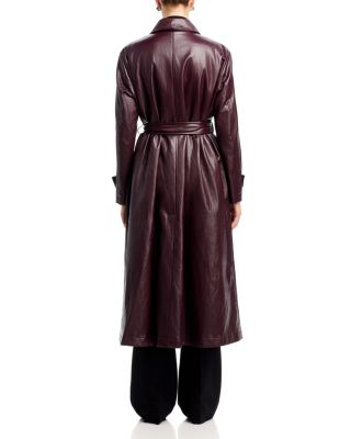 Belted Faux Leather Raincoat - thumbnail 4