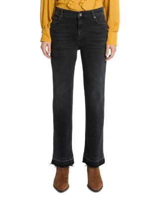 Mlsfcrop Straight Frayed Hen Jeans in Black