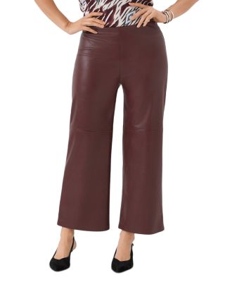 Faux Leather Pull On Ankle Pants