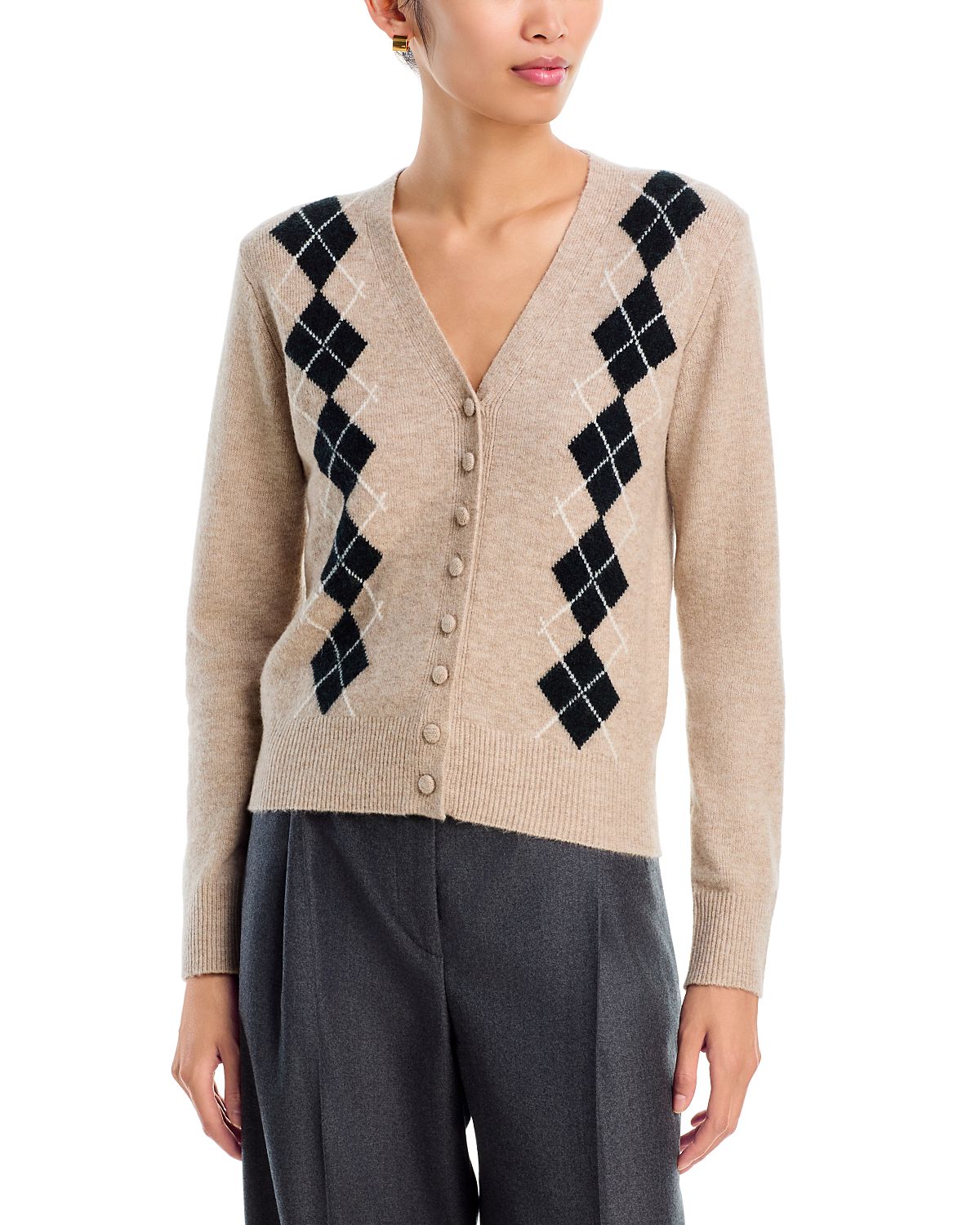 Wayf Elizabeth Argyle Cardigan Sweater