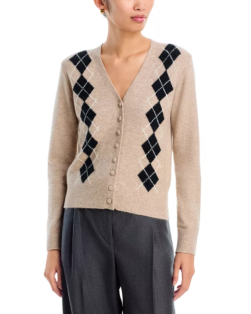 Wayf Elizabeth Argyle Cardigan Sweater