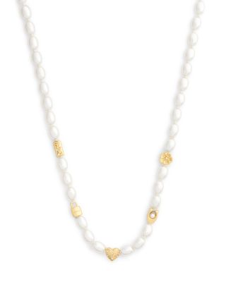 Iconic Imitation Pearl Signature Charm Strand Necklace, 16-18"
