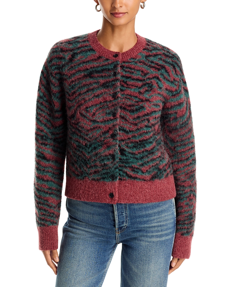 3.1 Phillip Lim Tiger Print Crewneck Cardigan Sweater