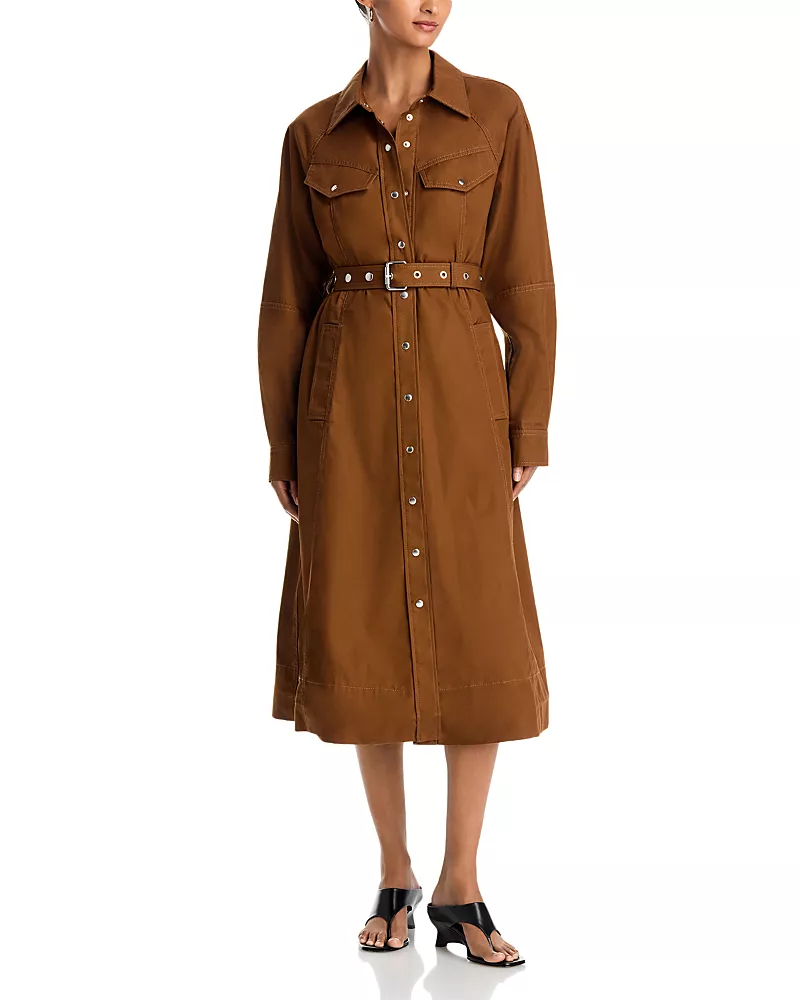 3.1 Phillip Lim Belted Utility Cotton Midi Shirt