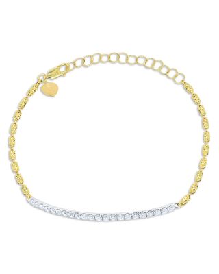 14K White & Yellow Gold Diamond Bar Barrel Link Bracelet, 0.40 tcw
