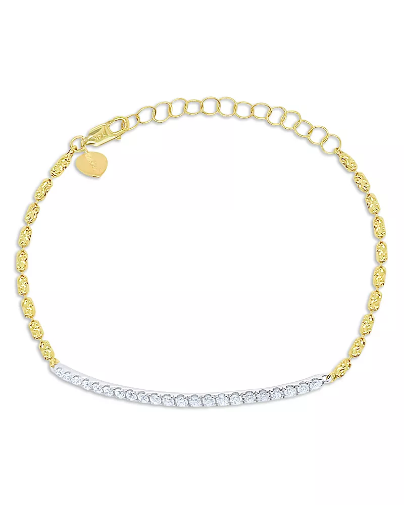 Meira T 14K White & Yellow Gold Diamond Bar Barrel Link Bracelet, 0.40 tcw