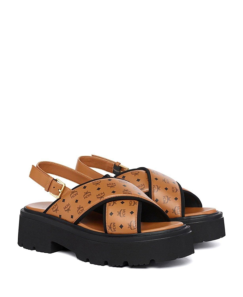 Mcm Women's Monogram Platform Sandals in Lambskin