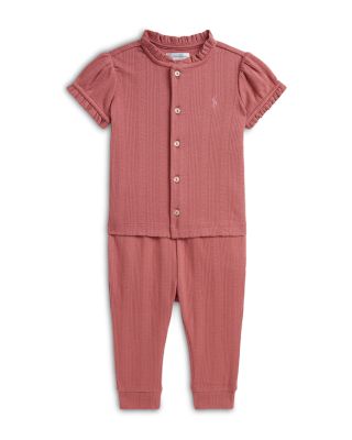 Girls' Pointelle Knit Cotton Top & Leggings Set - Baby