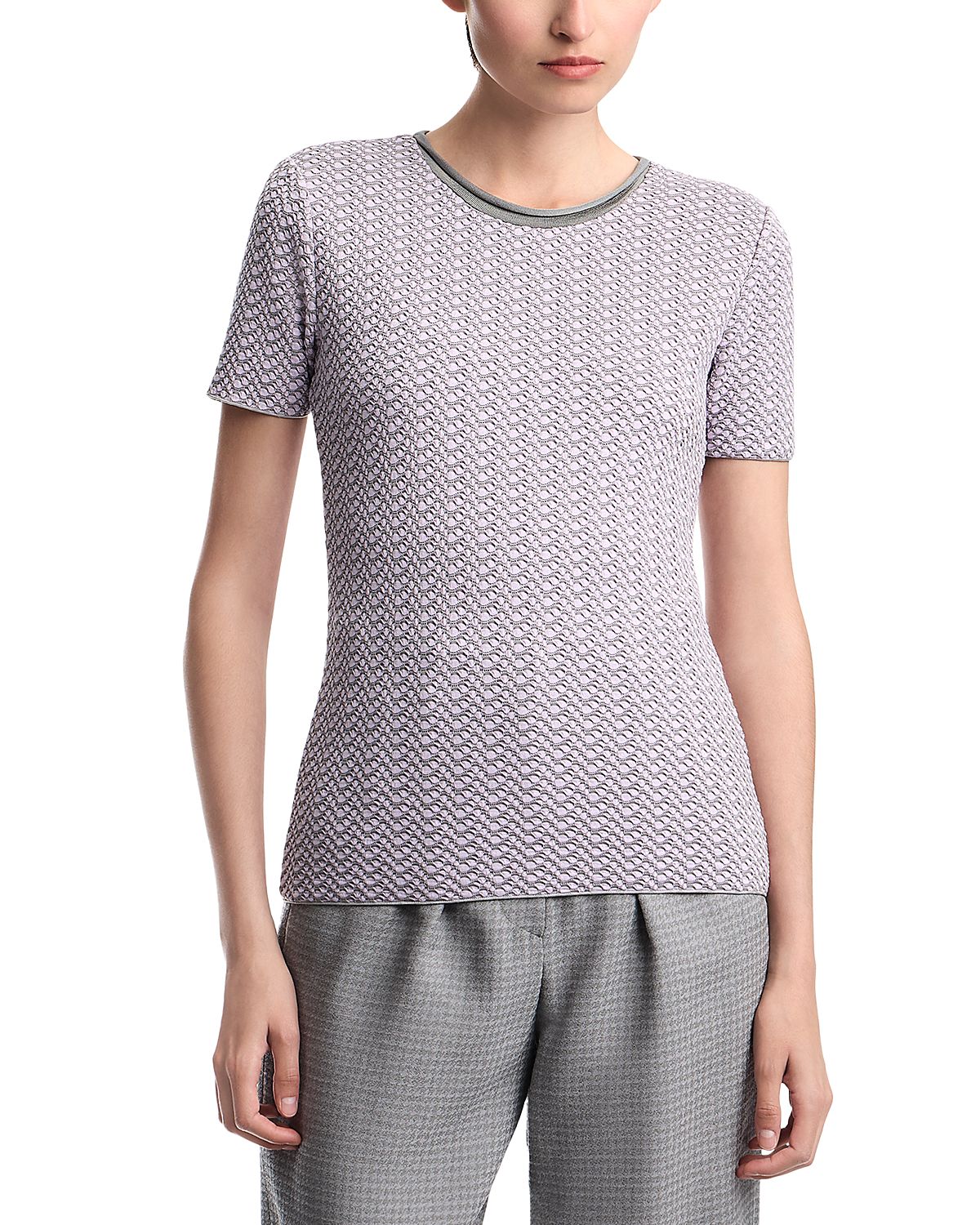 Emporio Armani Flounced Jacquard Jersey Top