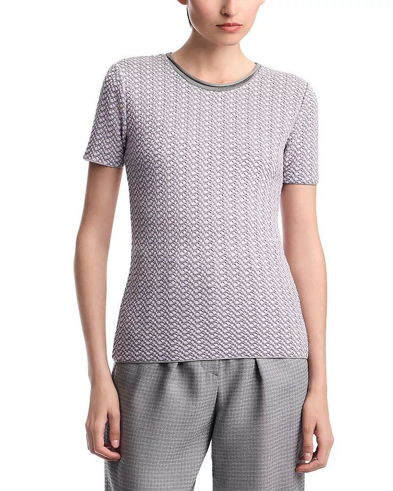 Emporio Armani Flounced Jacquard Jersey Top