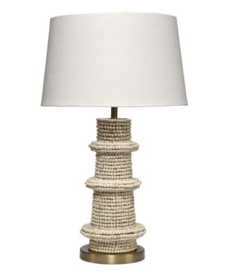  Rowan Wood Beaded Table Lamp with Linen Shade