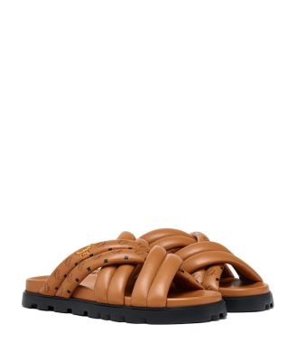  Men's Monogram Print Cross Sandals in Lamb Leather