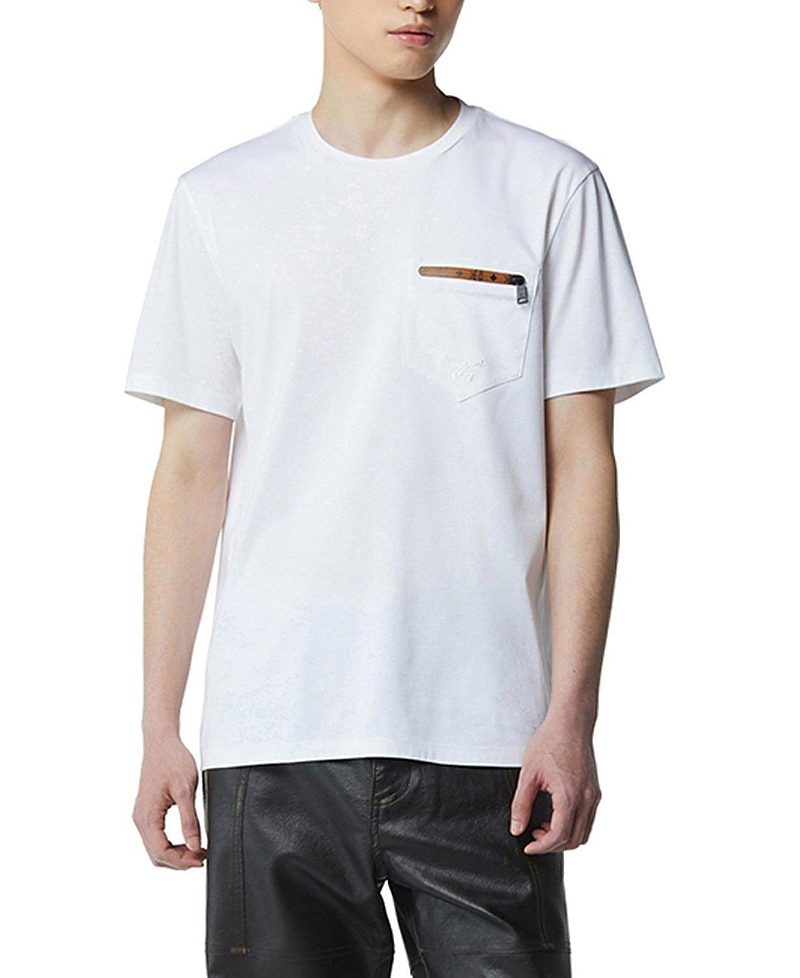 Mcm Silket Logo T-Shirt with Zip Pocket