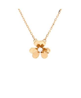  Mini Frivole Pendant Necklace 18K Gold and Diamond, 15.75"