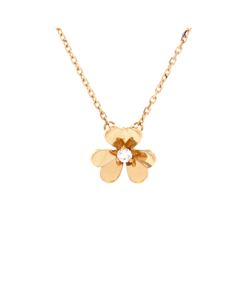 Pre-Owned Van Cleef & Arpels Mini Frivole Pendant Necklace 18K Gold and Diamond, 15.75