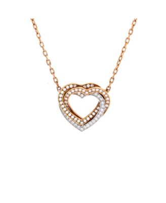  Trinity de Cartier Heart Pendant Necklace 18K Tricolor Gold with Pave Diamonds, 16"