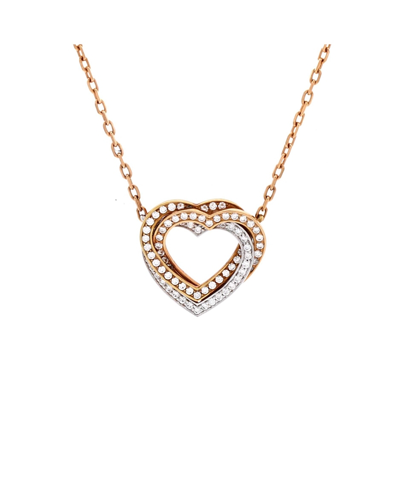 Pre-Owned Cartier Trinity de Cartier Heart Pendant Necklace 18K Tricolor Gold with Pave Diamonds, 16