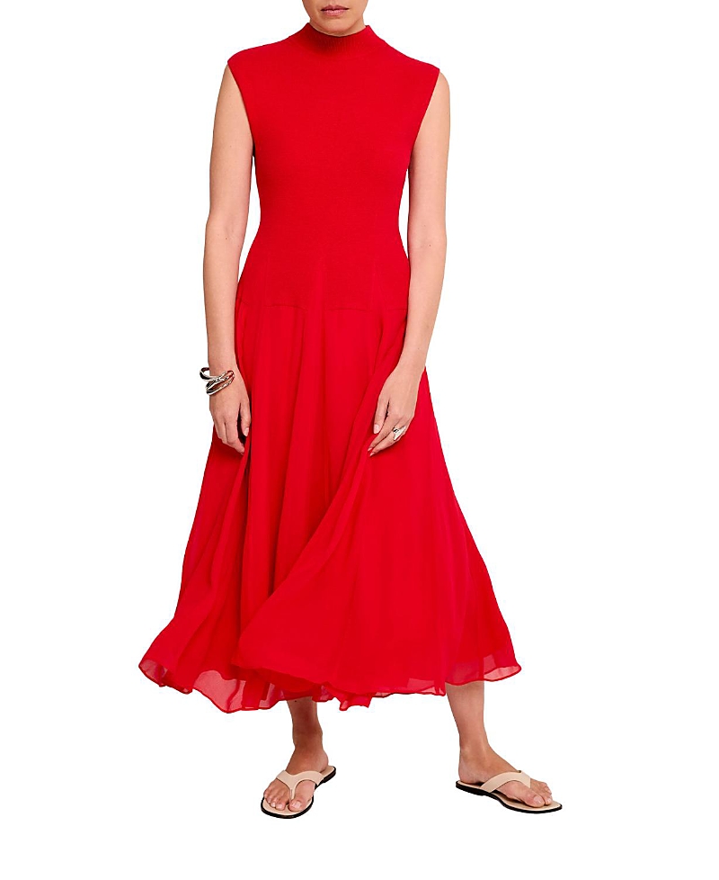 Mint Velvet Women's Sleeveless Drop Waist Knit Midi Dress