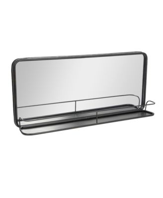  Wide Metal Framed Rectangle Wall Mirror with Shelf