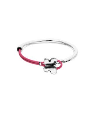  Silver-Tone Butterfly Leather Bracelet