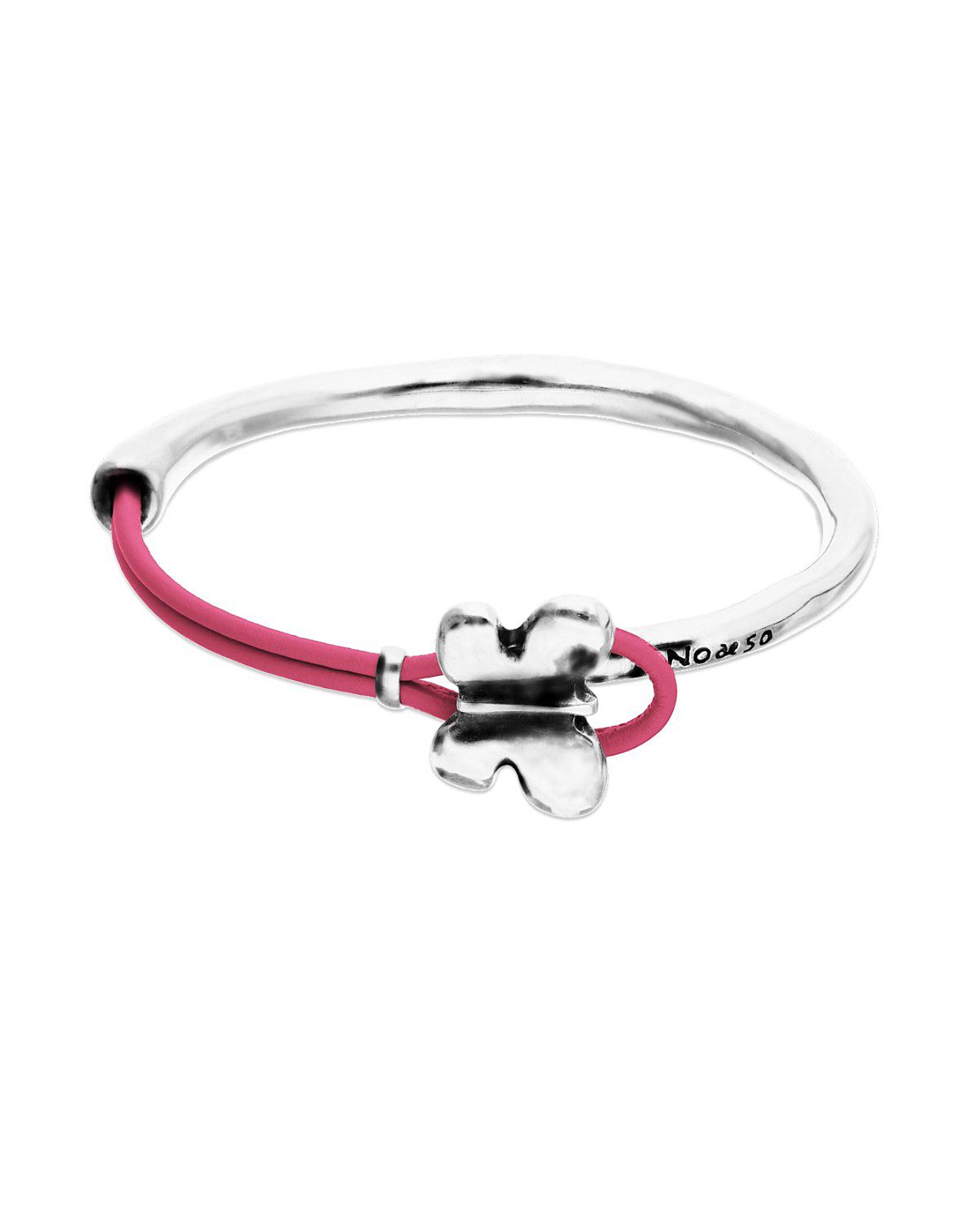 UNOde50 Pink Leather Bracelet with Silver-Tone Butterfly