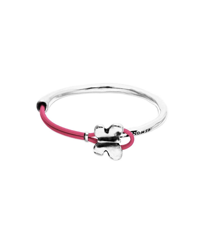 UNOde50 Pink Leather Bracelet with Silver-Tone Butterfly