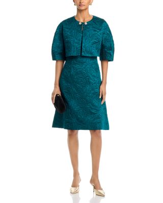 Jacquard Embossed Bolero with Rhinestone Buttons