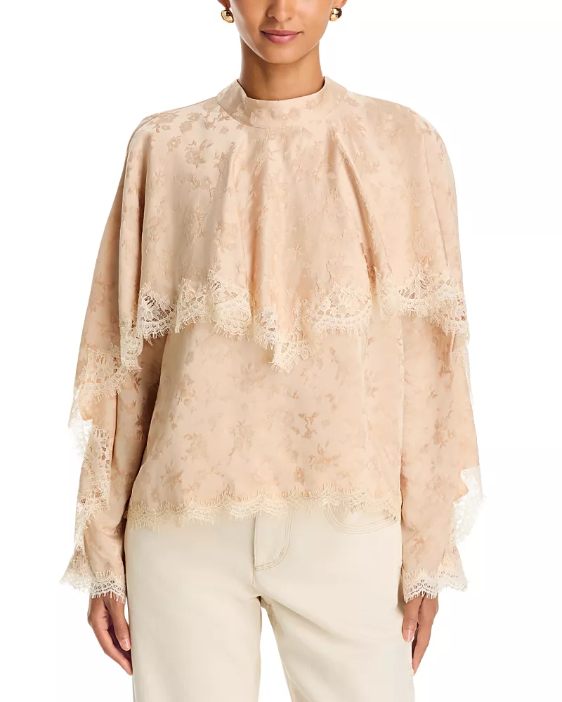 Sea Shay Lace Trim Long Sleeve Top