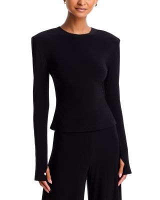 Shoulder Pad Long Sleeve Crewneck Top