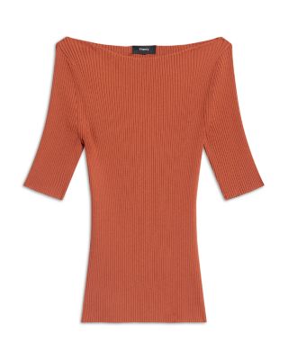 Boat Neck Rib Knit Sweater