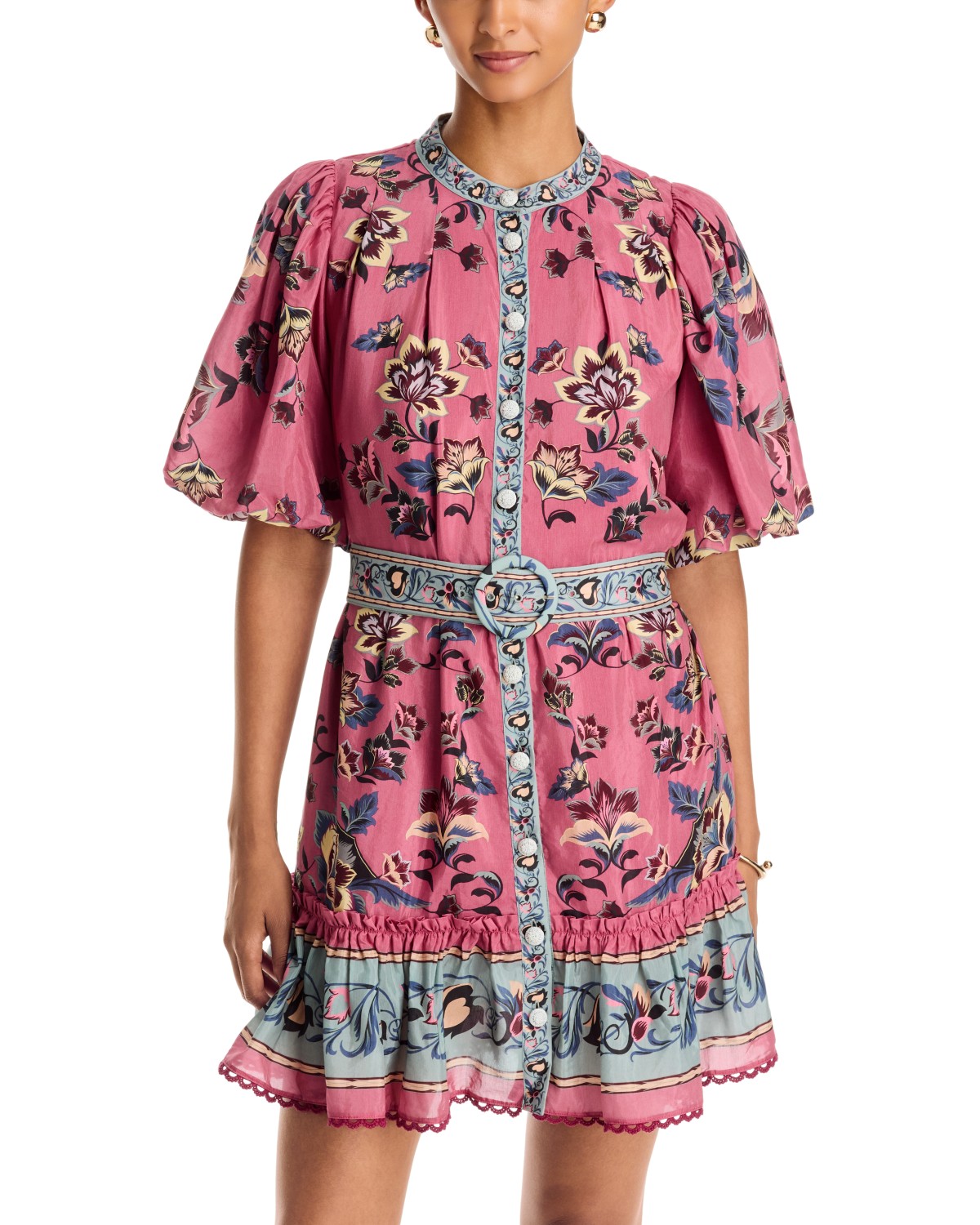 Floral Beauty Tapestry Belted Mini Dress