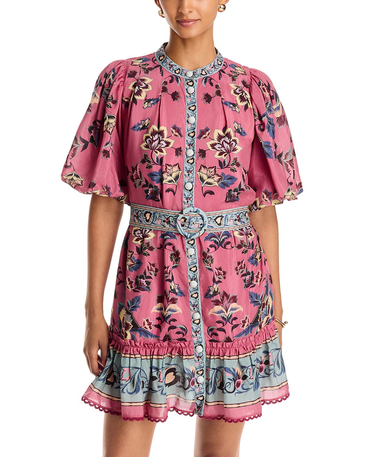Farm Rio Floral Beauty Tapestry Belted Mini Dress