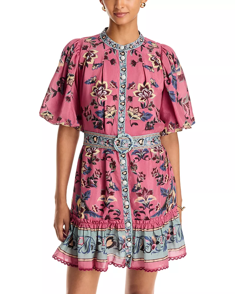 Farm Rio Floral Beauty Tapestry Belted Mini Dress