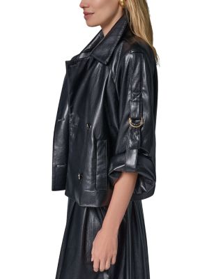 Faux Leather Roll Sleeve Jacket - thumbnail 4