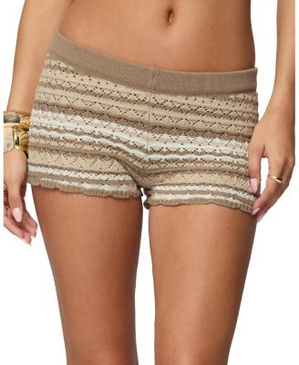  Daphnie Striped Pointelle Knit Shorts