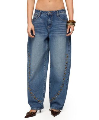  Button Stitch Low Rise Barrel Jeans