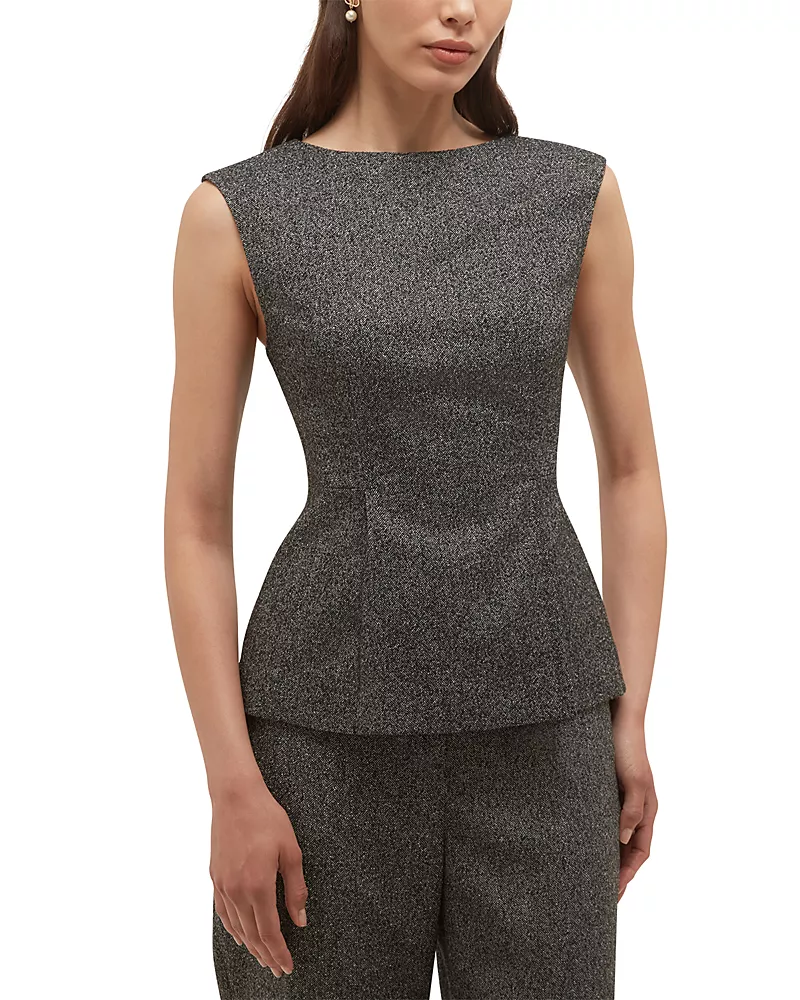 Hobbs London Jasmina Herringbone Peplum Top