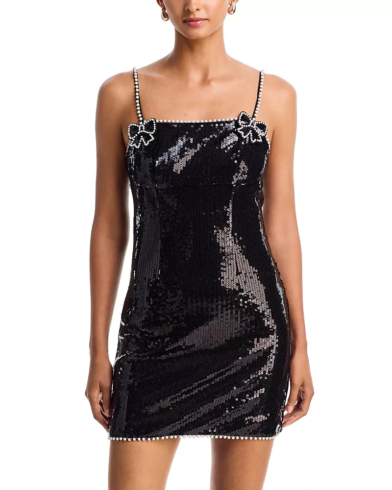 Aqua Sequinned Beaded Mini Dress - Exclusive