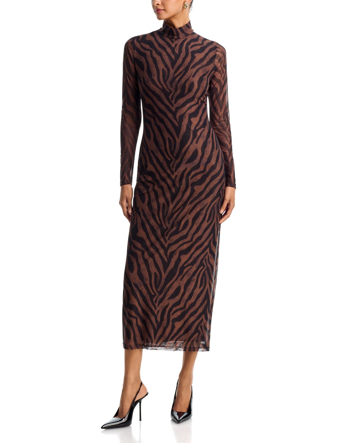 Mesh Mock Neck Maxi Dress - Exclusive