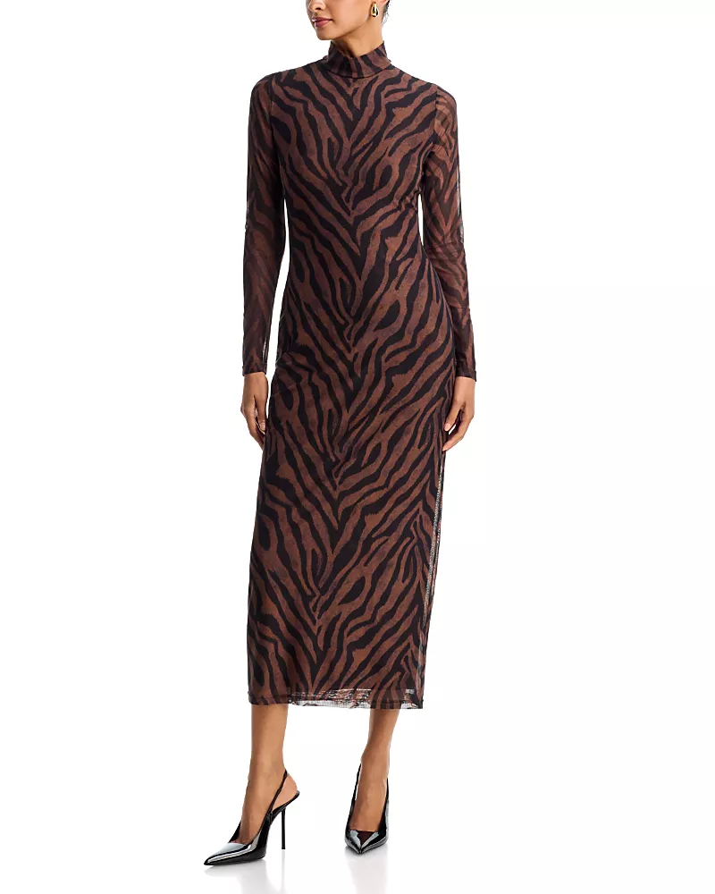 Aqua Mesh Mock Neck Maxi Dress - Exclusive